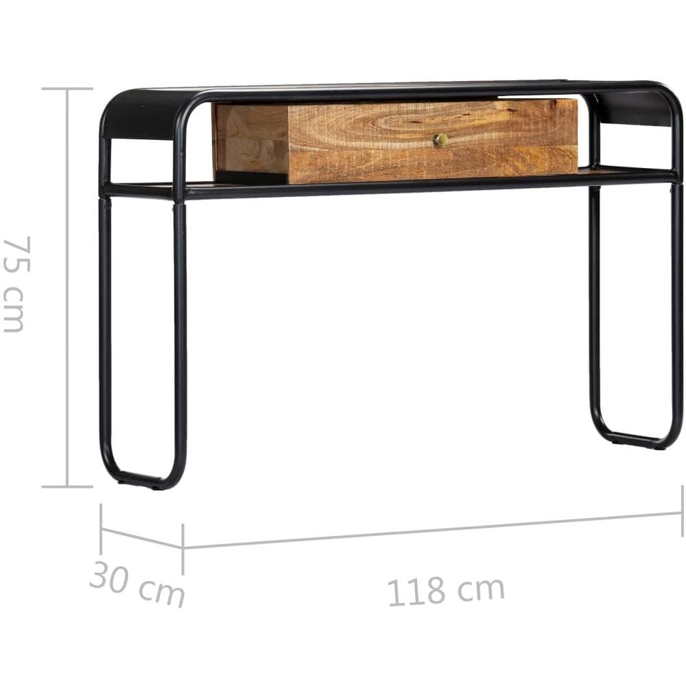 Tavolo Consolle 118x30x75 Cm In Legno Massello Di Mango - Foto 8