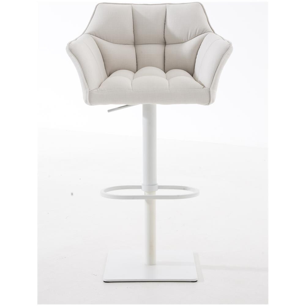 Sgabello Alto Bar Damaso I Sgabello Design Cucina Trapuntato in Tessuto con Braccioli E Schienale Imbottiti l Sedia Sgabello Bar Pub con Poggiapiedi Bianco Bianco - Foto 2