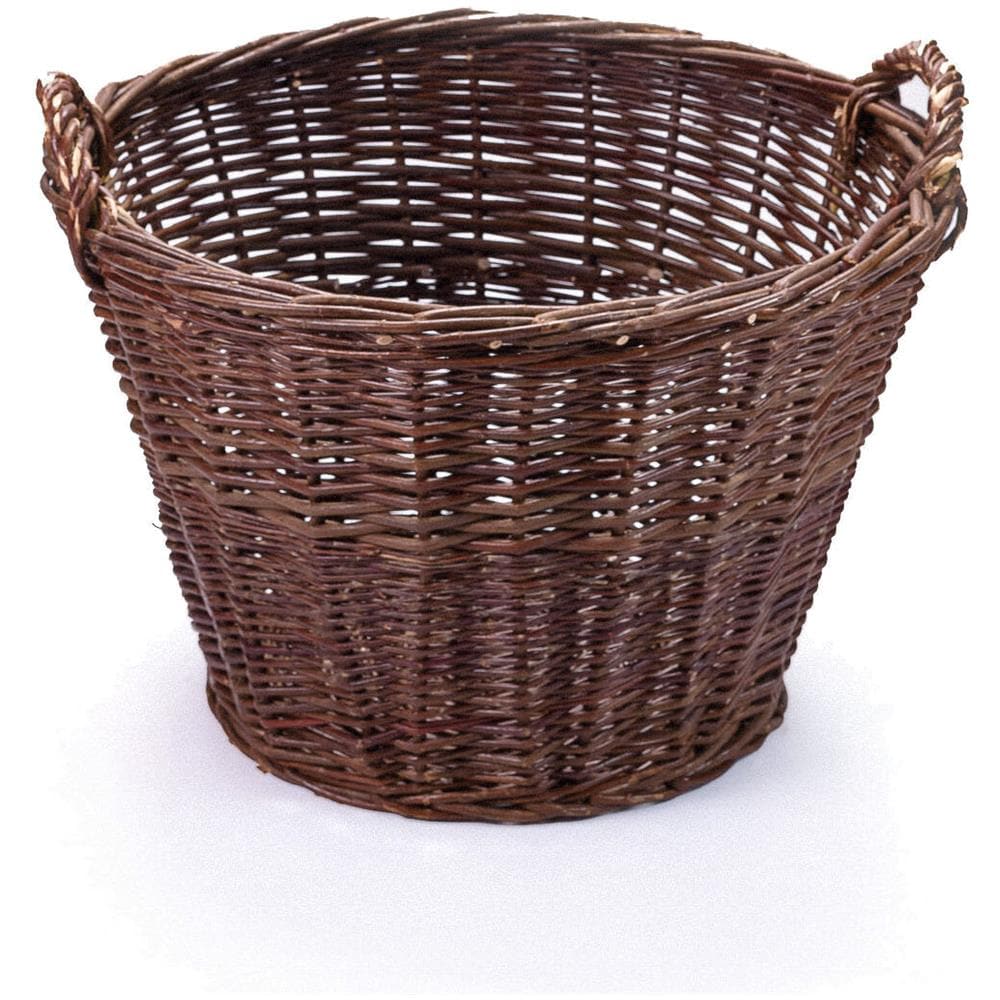 Cesto Vimini, Raccolto, Fiori. Cestino Rotondo Di Vimini Scuri E Naturali Con Corteccia. Casa E Giardino, Chic Ed Ecologia. Taglia 30cm. - Foto 1