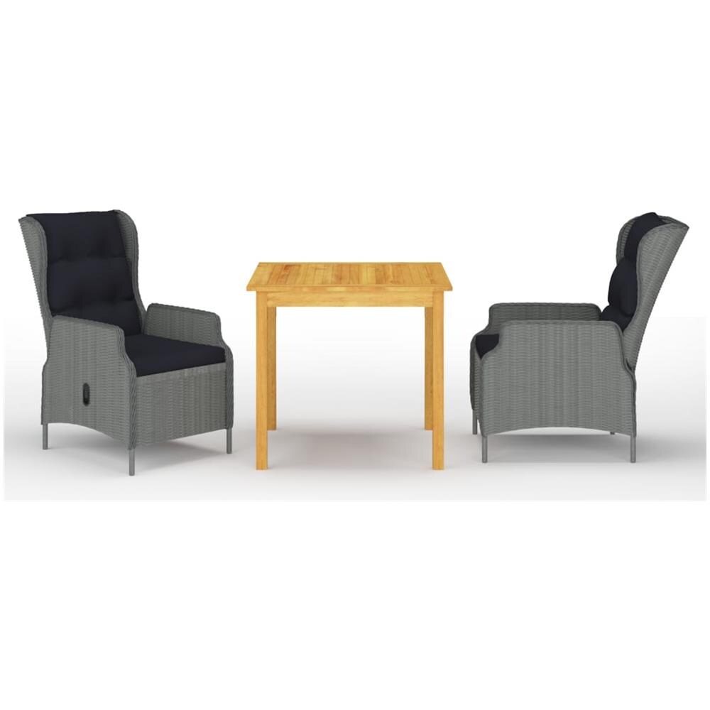 Set Mobili Da Pranzo Per Giardino 3 Pz Grigio Chiaro - Foto 1