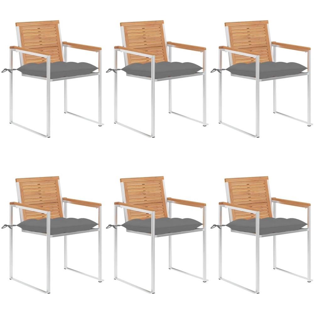 Sedie Da Giardino Con Cuscini 6 Pz In Legno Massello Di Teak - Foto 1