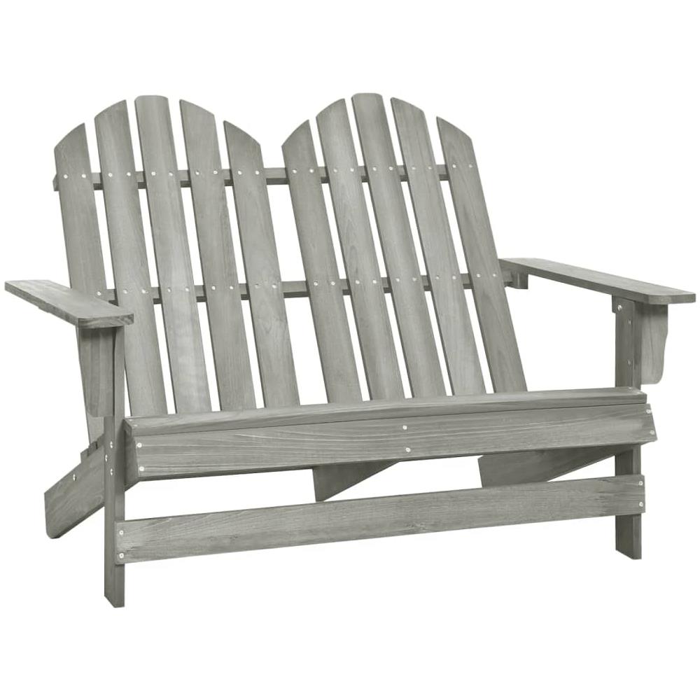 Sedia da Giardino Adirondack a 2 Posti in Legno di Abete Grigia - Foto 1