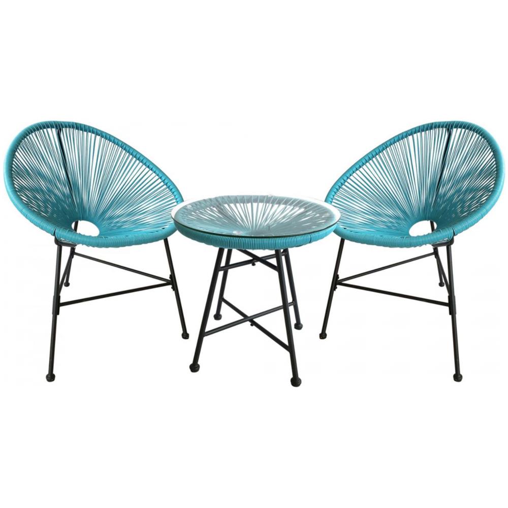 Acapulco Set Di 2 Poltrone A Forma Di Uovo + Tavolino Blu - Foto 1