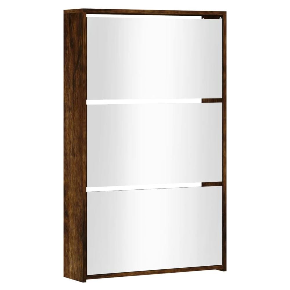 Scarpiera Con Specchio A 3 Livelli Rovere Fumo 63x17x102,5 Cm - Foto 3