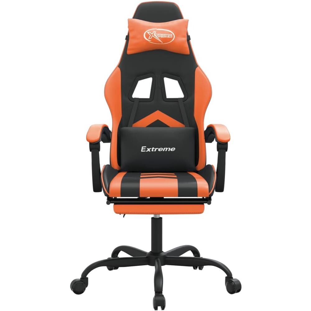 Sedia da Gaming Girevole Poggiapiedi Nero Arancione Similpelle - Foto 10
