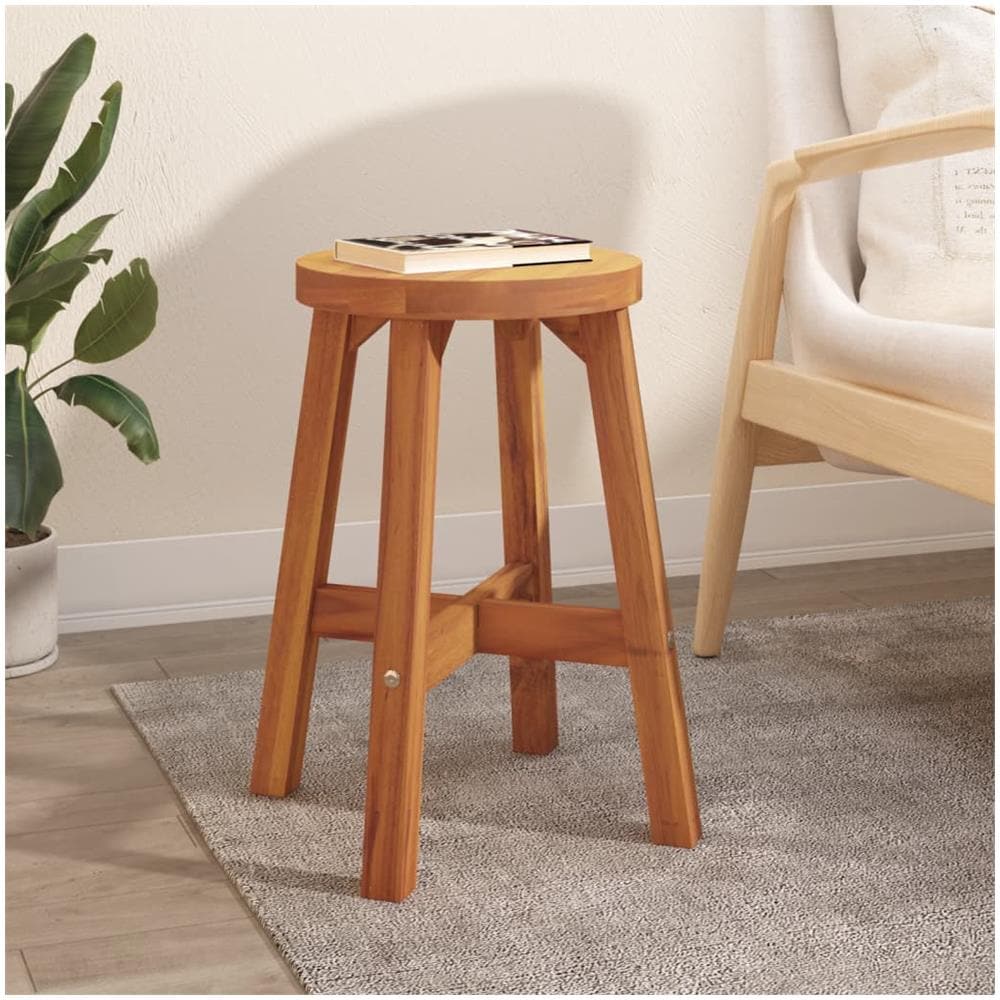 Sgabello Marrone 38x38x45 Cm Rotondo Legno Massello Di Acacia - Foto 1