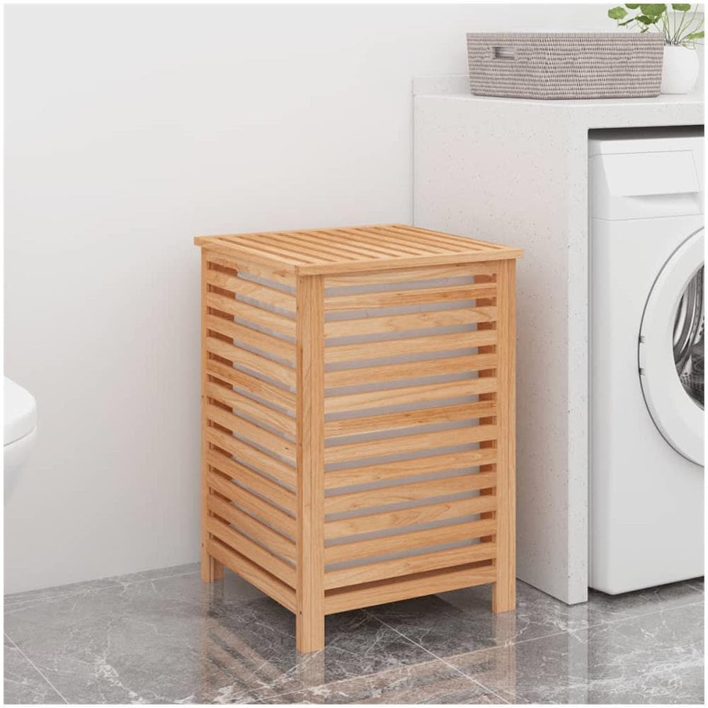 Cesto Del Bucato 45x45x65 Cm Legno Massello Di Noce - Foto 3