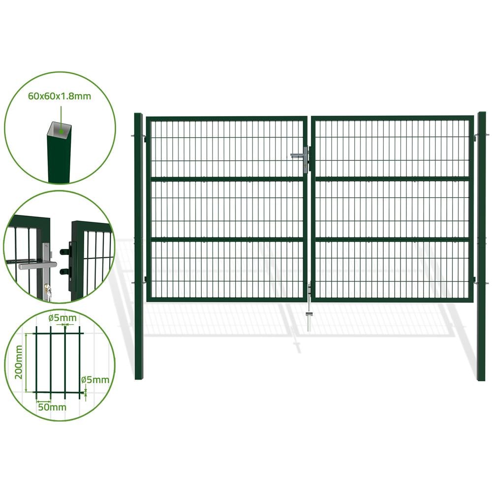 Cancello A Battente In Rete Metallica 3m Razo 300b160 Verde - Foto 1