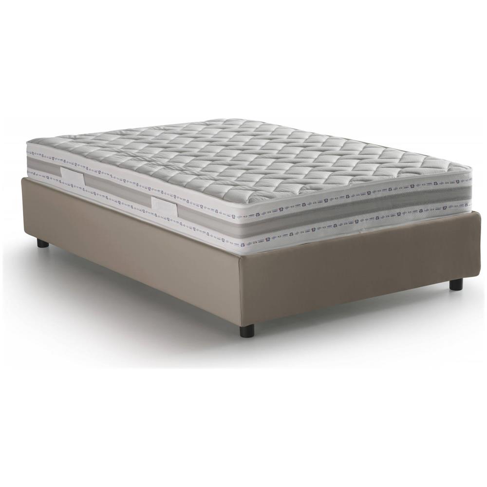 Letto Piazza E Mezza Greta, Letto Contenitore Con Rivestimento In Ecopelle, 100% Made In Italy, Apertura Laterale, Con Materasso Cm 120x190 Incluso, Tortora - Foto 2
