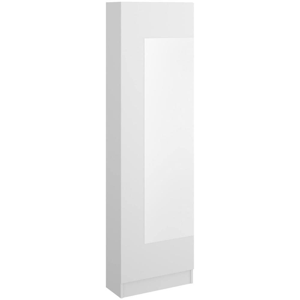 Scarpiera Zevola, Portascarpe Salvaspazio Da Ingresso, Mobiletto Portascarpe A 1 Anta A Specchio, 50x27h186 Cm, Bianco - Foto 2