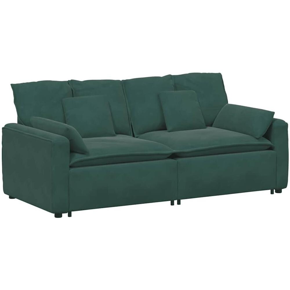 Divano Modulare con Cuscini Verde Scuro - Foto 1