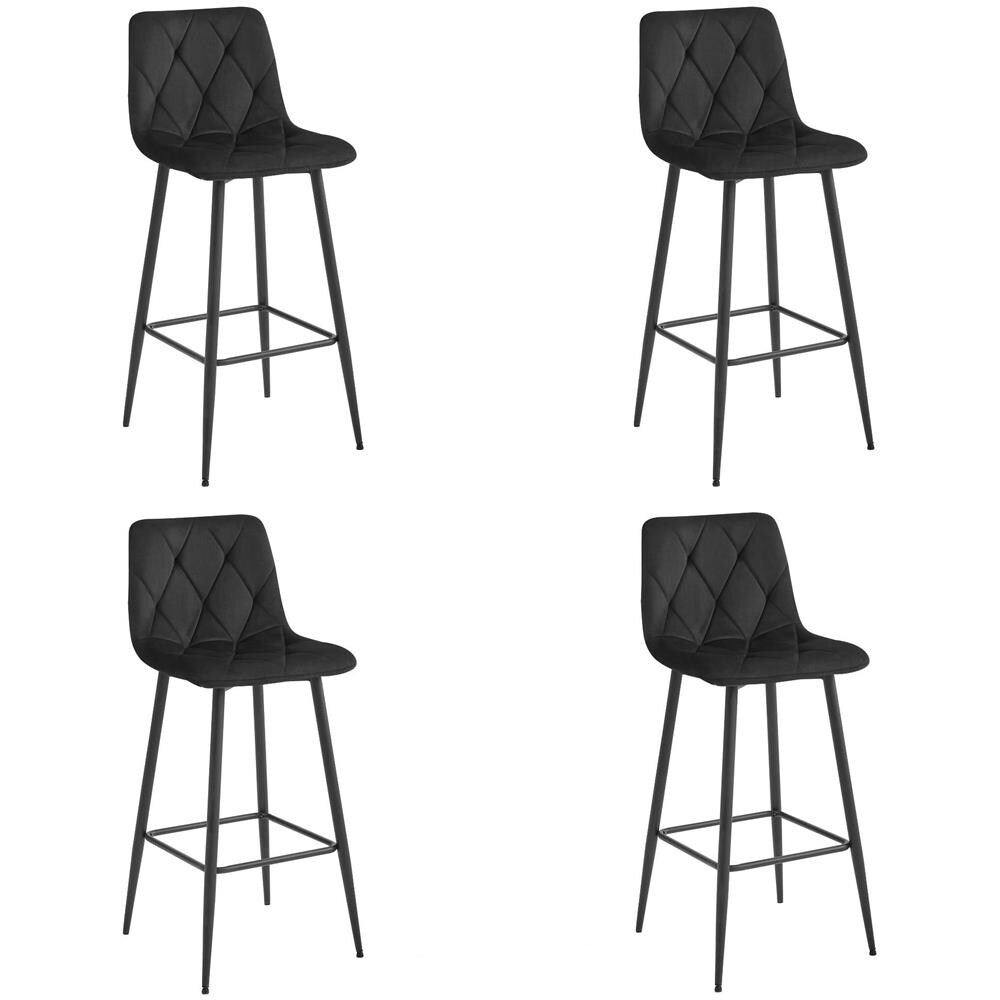 Sgabello KODA in velluto nero con gambe nere x4 - Foto 1