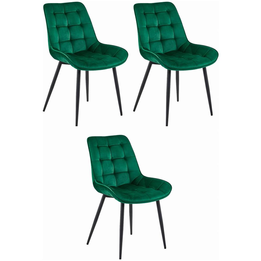 Sedia BERA - Velluto verde scuro con gambe nere x 3 - Foto 1