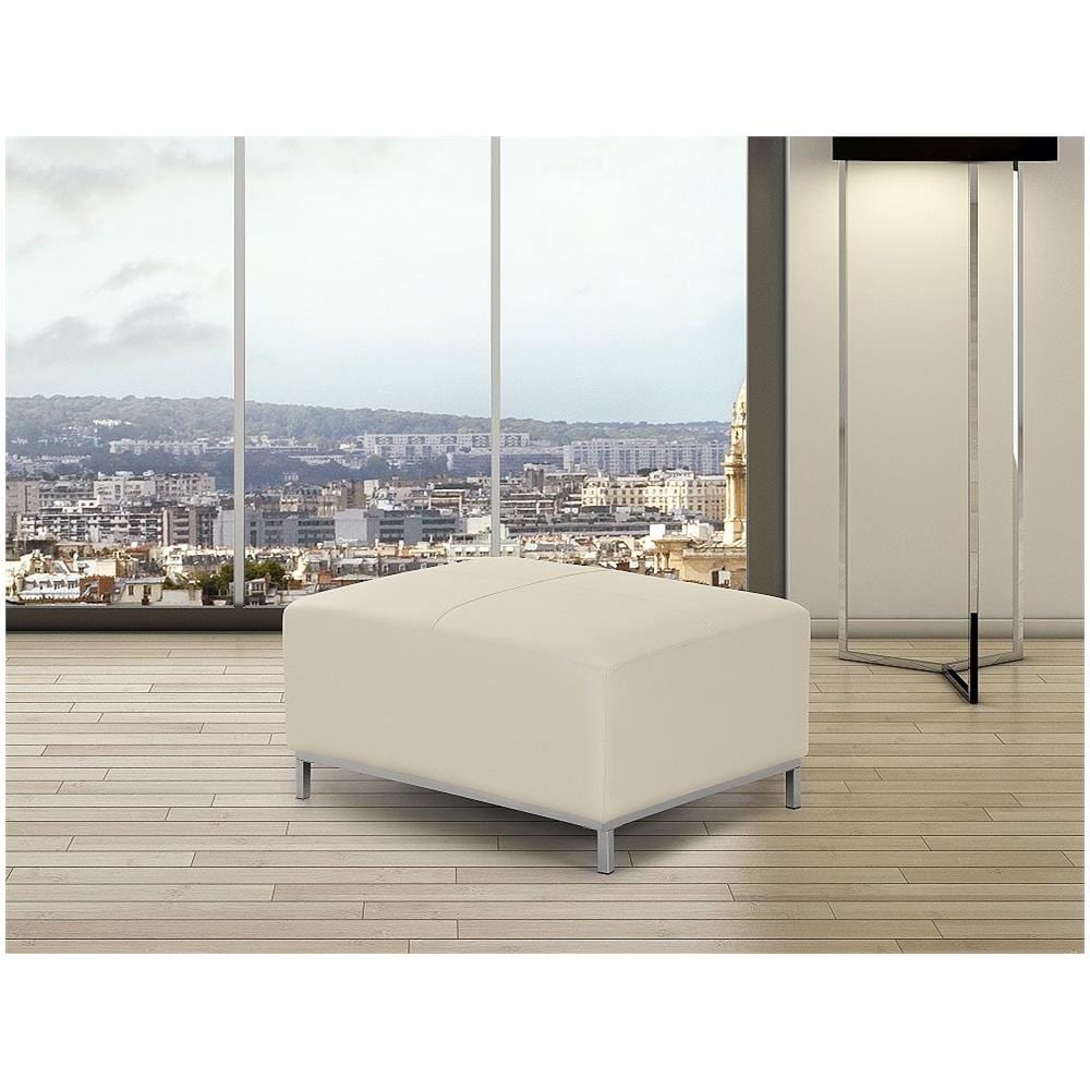 Pouf Poggiapiedi Ottomano In Pelle Beige Oslo - Foto 1