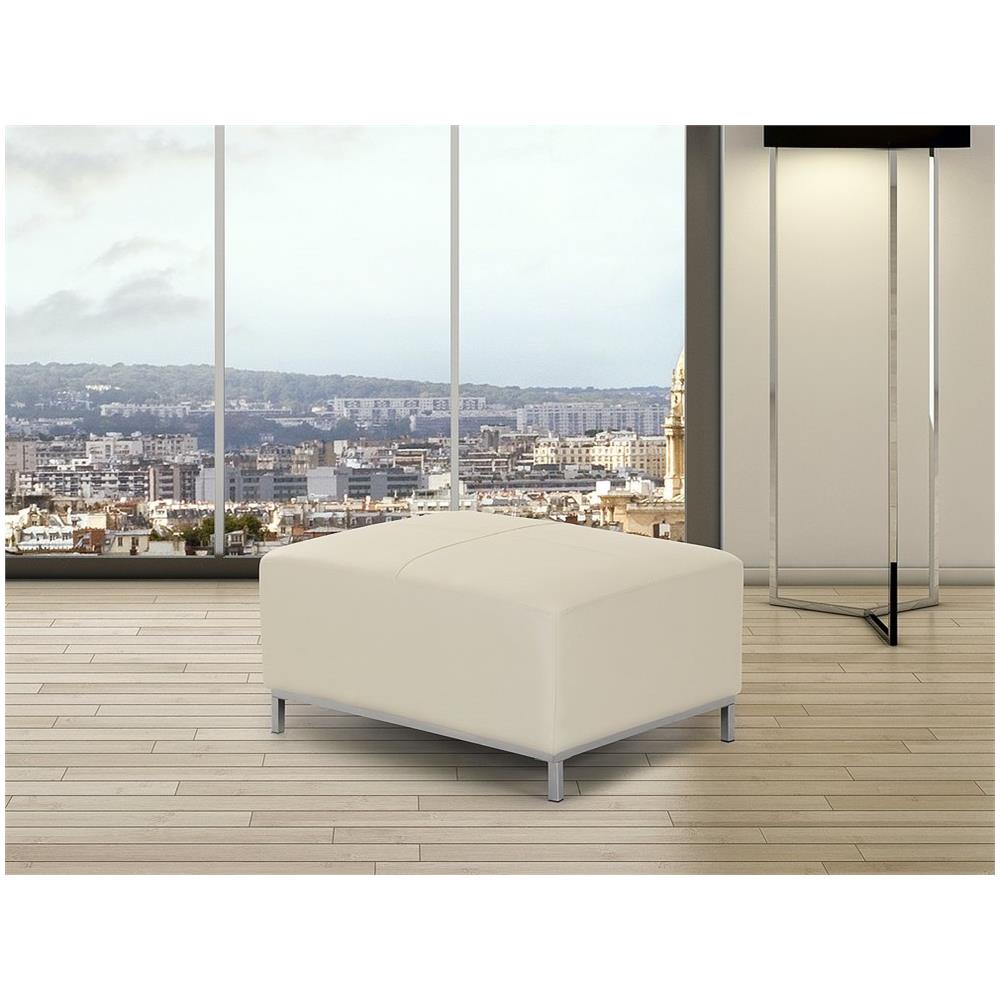 Pouf Poggiapiedi Ottomano In Pelle Beige Oslo - Foto 2