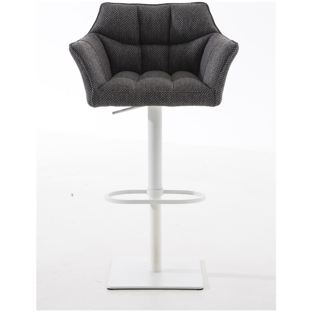 Sgabello Alto Bar Damaso I Sgabello Design Cucina Trapuntato in Tessuto con Braccioli E Schienale Imbottiti l Sedia Sgabello Bar Pub con Poggiapiedi Grigio Titanio Bianco - Foto 2