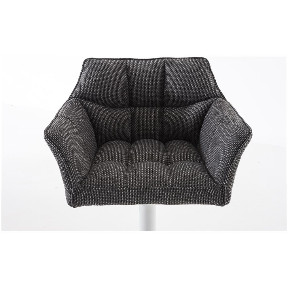 Sgabello Alto Bar Damaso I Sgabello Design Cucina Trapuntato in Tessuto con Braccioli E Schienale Imbottiti l Sedia Sgabello Bar Pub con Poggiapiedi Grigio Titanio Bianco - Foto 5