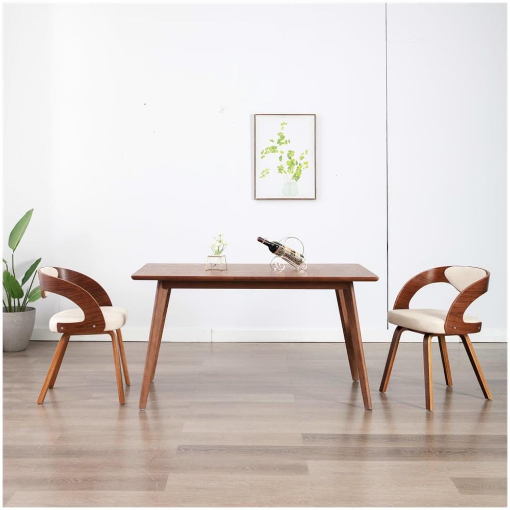 Sedie Da Pranzo 2 Pz Crema In Legno Piegato E Similpelle - Foto 1