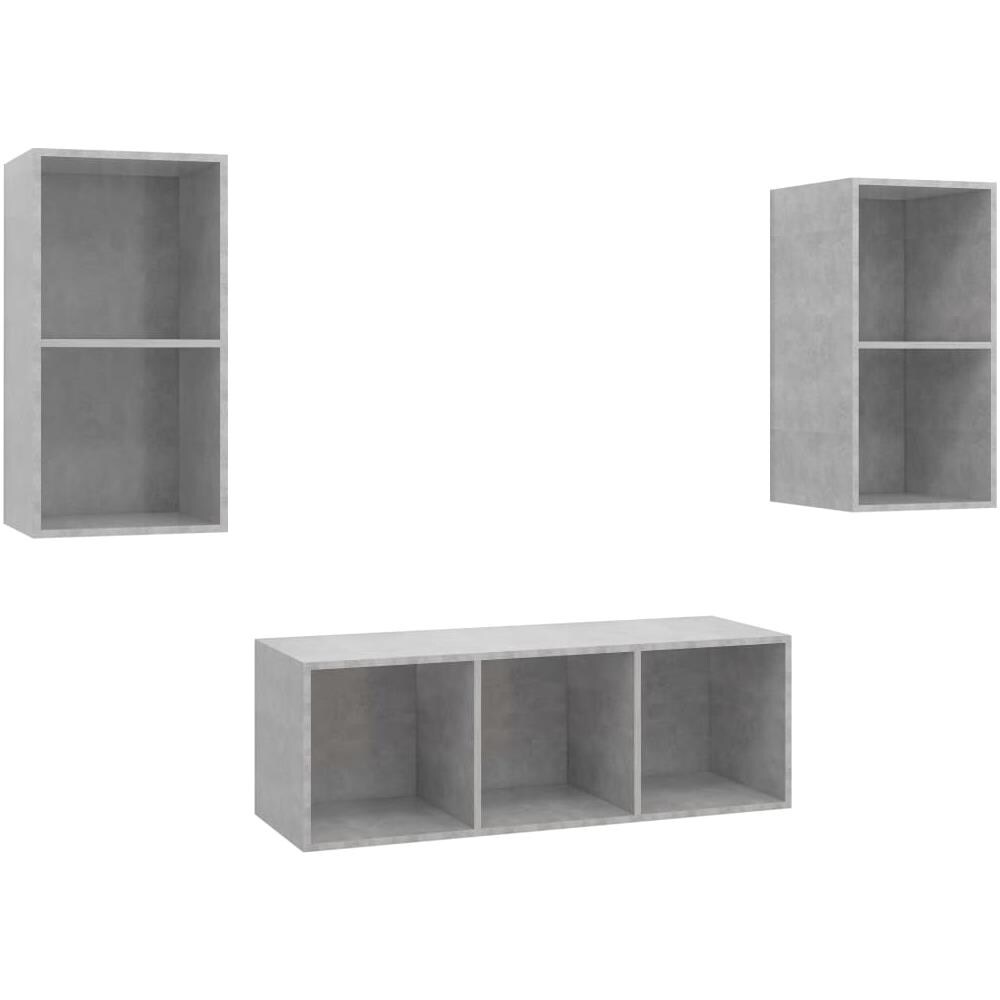 Set Porta TV 3 pz Grigio Cemento in Truciolato - Foto 1