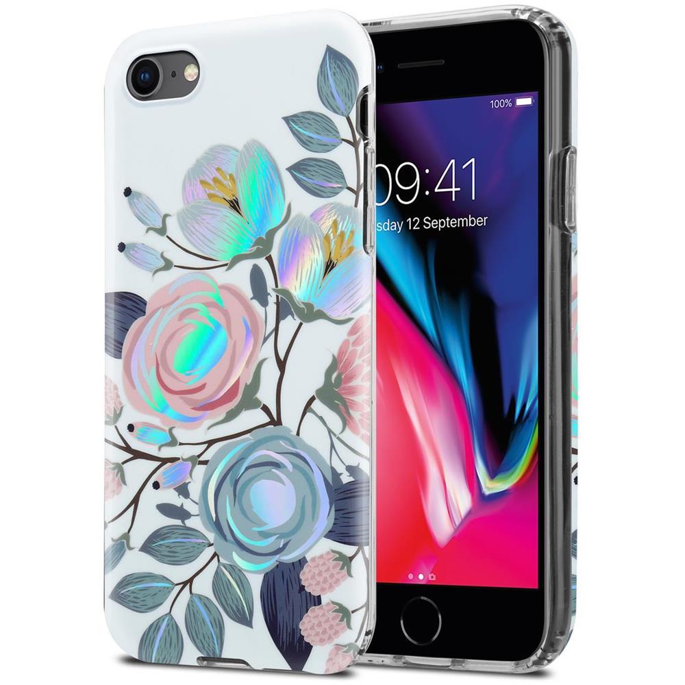 Custodia Compatibile Con Apple Iphone 7 / 7s / 8 / Se 2020 Con Peonie Fiori - Coperchio Protettivo In Silicone Tpu Con Motivo Floreale - Foto 1
