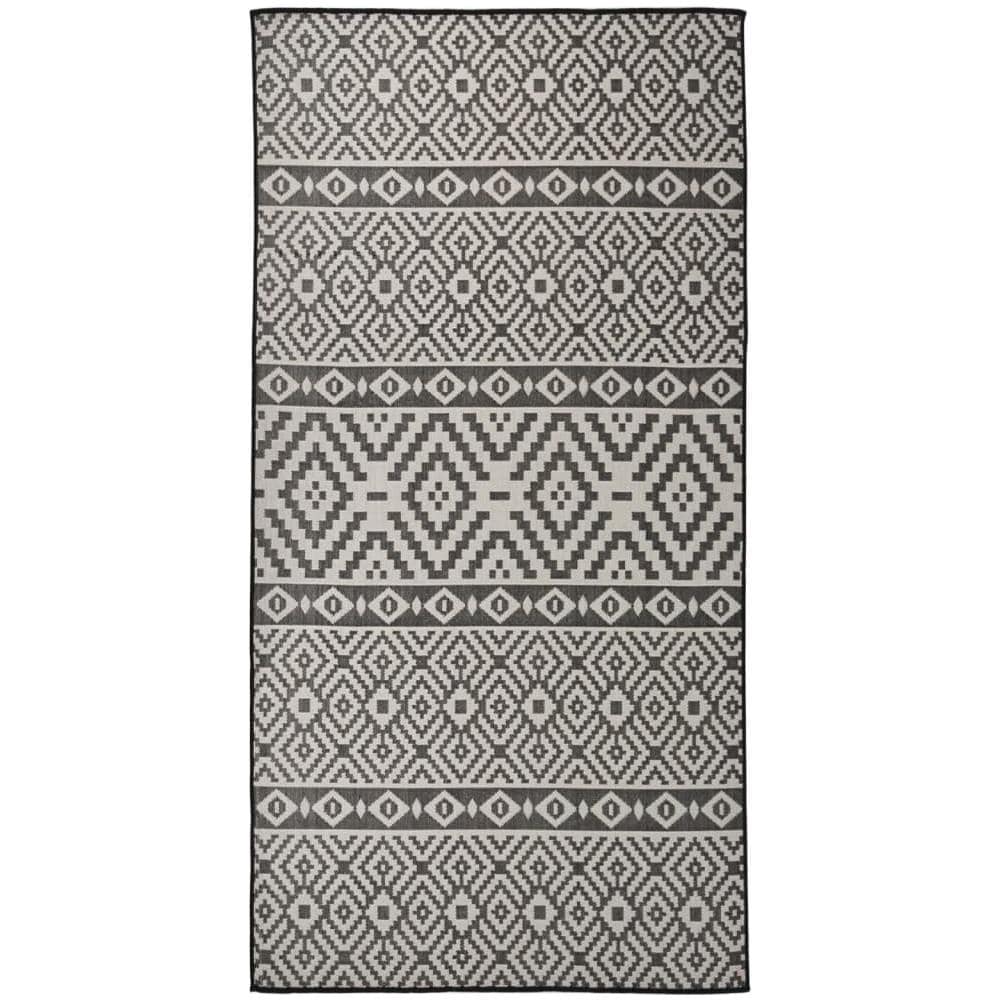 Tappeto Da Esterni A Tessitura Piatta 100x200 Cm Strisce Nere - Foto 1