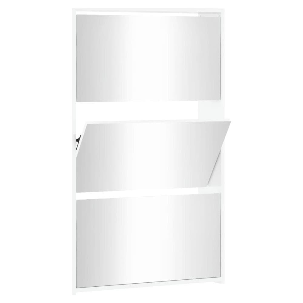 Scarpiera Con Specchio A 3 Livelli Bianco Lucido 63x17x102,5 Cm - Foto 2
