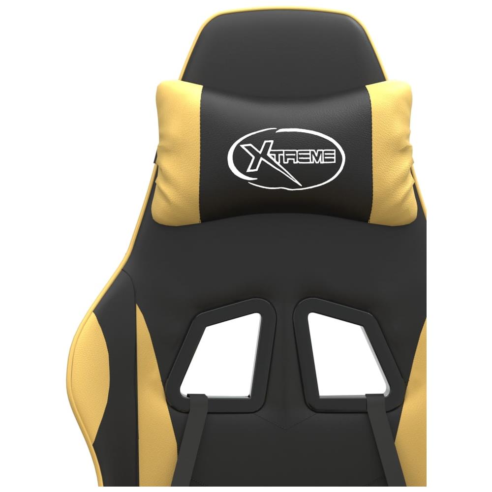 Sedia da Gaming Girevole Nera e Oro in Similpelle - Foto 2