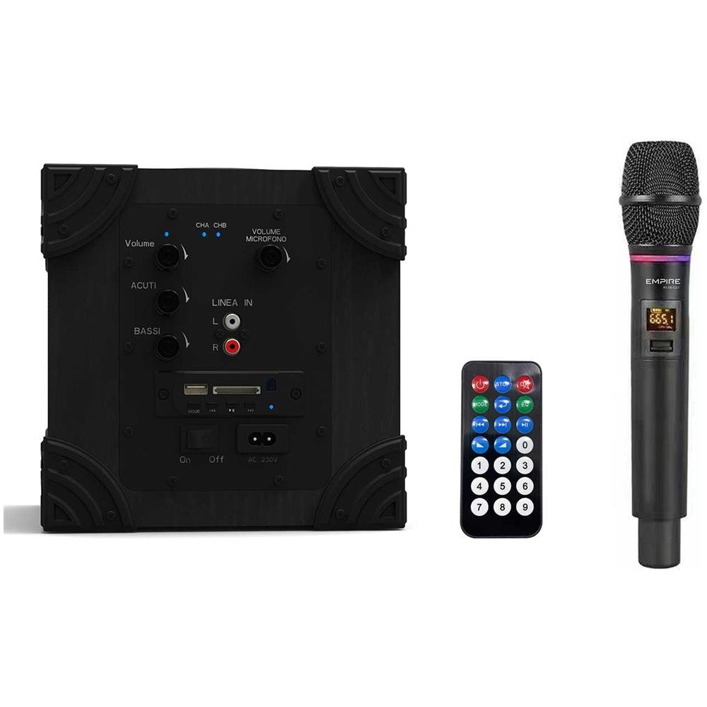 Sistema Audio Portatile Mini QUBO Stereo Potenza 100 W Bluetooth Nero con Radiomicrofono Ice e Telecomando - Foto 2