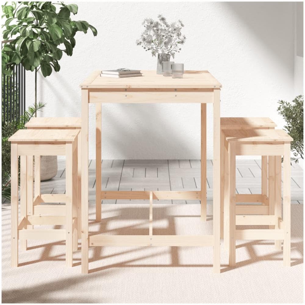 Set Bar Da Giardino 5 Pz In Legno Massello Di Pino - Foto 3
