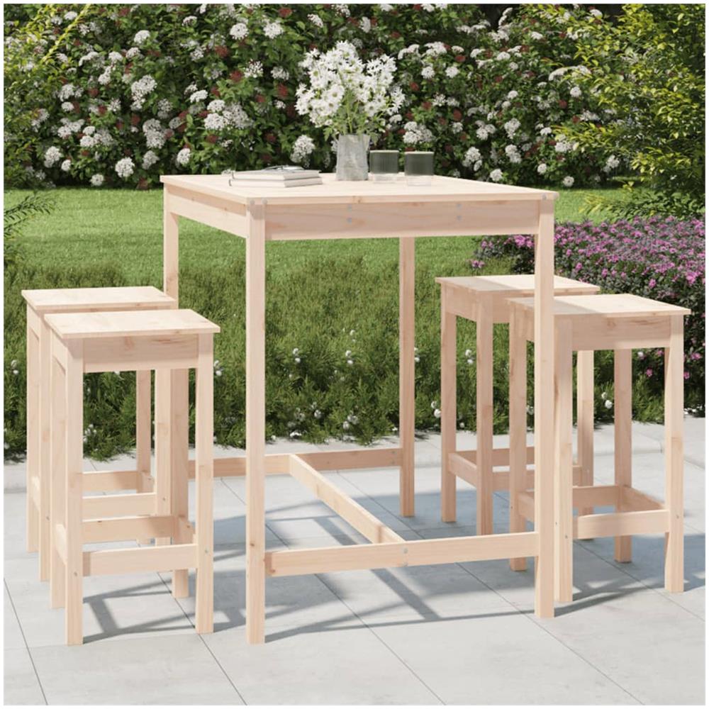 Set Bar Da Giardino 5 Pz In Legno Massello Di Pino - Foto 1