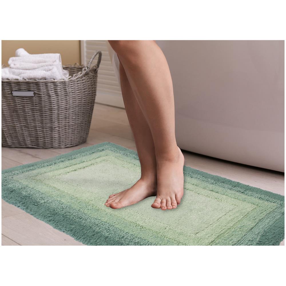 Tappeto Bagno Rettangolare In Spugna Morbida Antiscivolo Degradè Bosco 55x110 Bosco - Foto 4