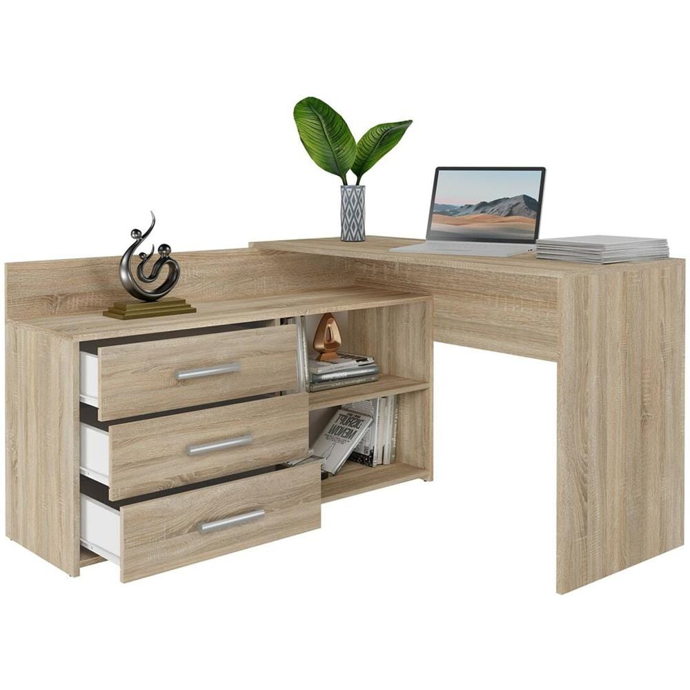 Dany Sonoma Kpl Scrivania Dany Sonoma Kpl Marrone Argentato 50 X 120 X 76 Cm - Foto 2