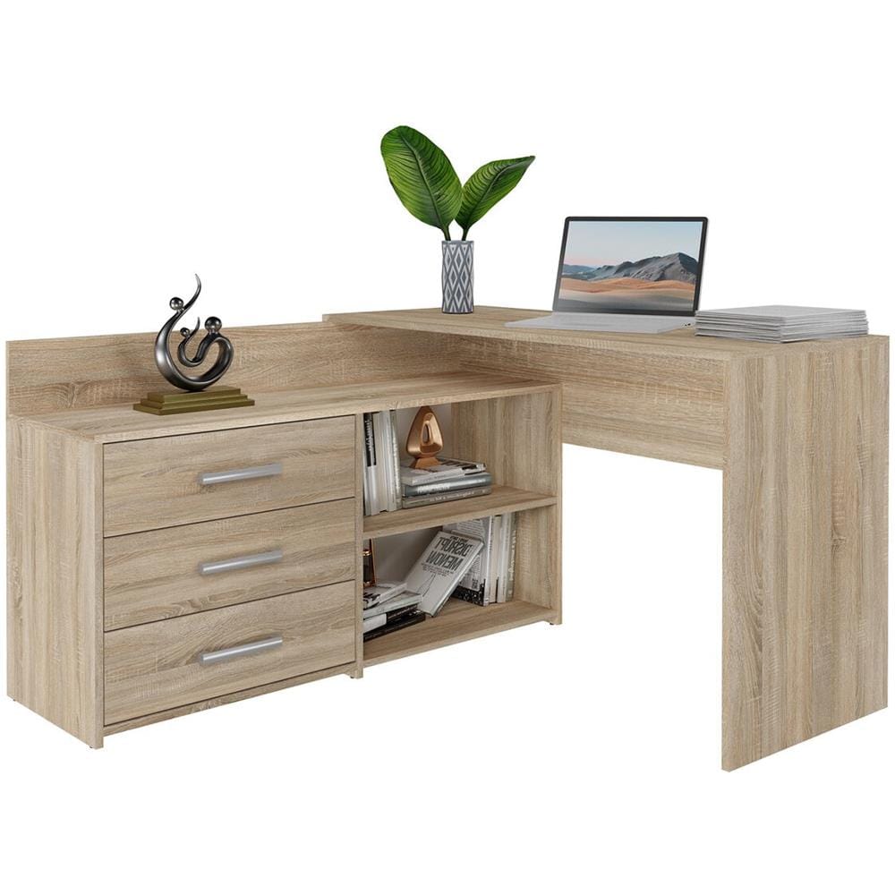 Dany Sonoma Kpl Scrivania Dany Sonoma Kpl Marrone Argentato 50 X 120 X 76 Cm - Foto 1