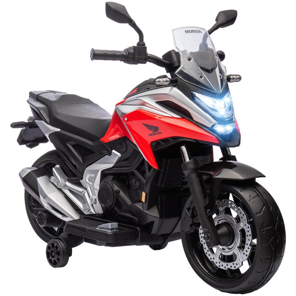Moto Elettrica per Bambini 3-6 Anni Licenza Honda con Fari, Musica e Rotelle, 107x46x75 cm, Rosso - Foto 1