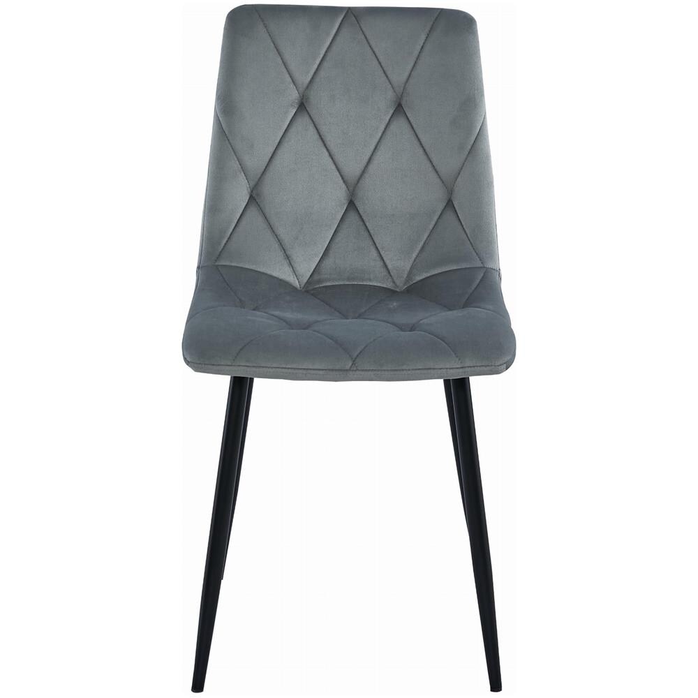 Sedia TYRA in velluto grigio argento con gambe in metallo nero x1 - Foto 2