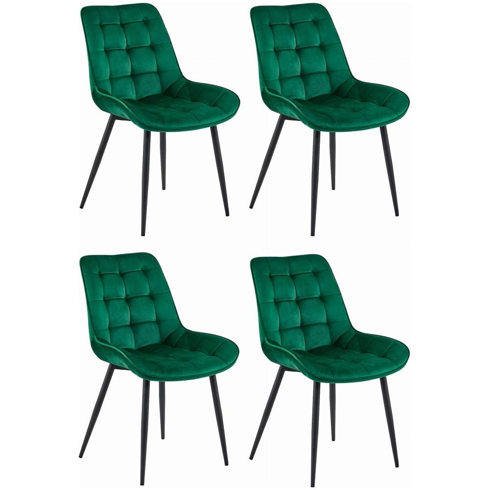 Sedia BERA in velluto verde scuro con gambe nere x 4 - Foto 1