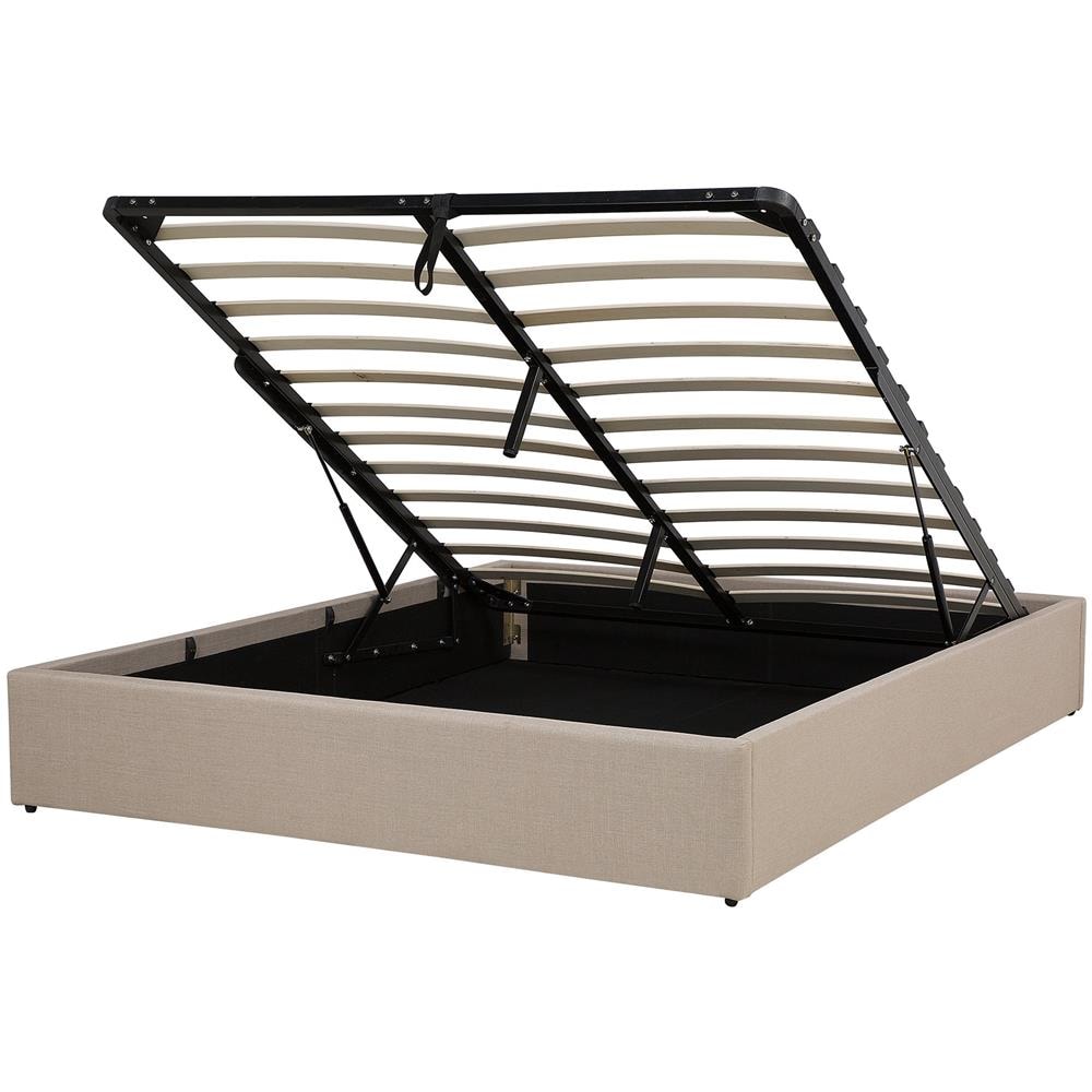 Letto In Tessuto Beige Con Contenitore 160 X 200 Cm Dinan - Foto 1