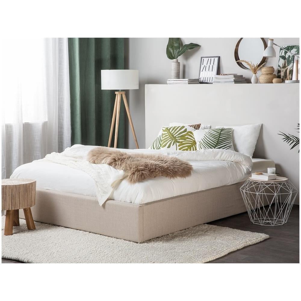 Letto In Tessuto Beige Con Contenitore 160 X 200 Cm Dinan - Foto 2