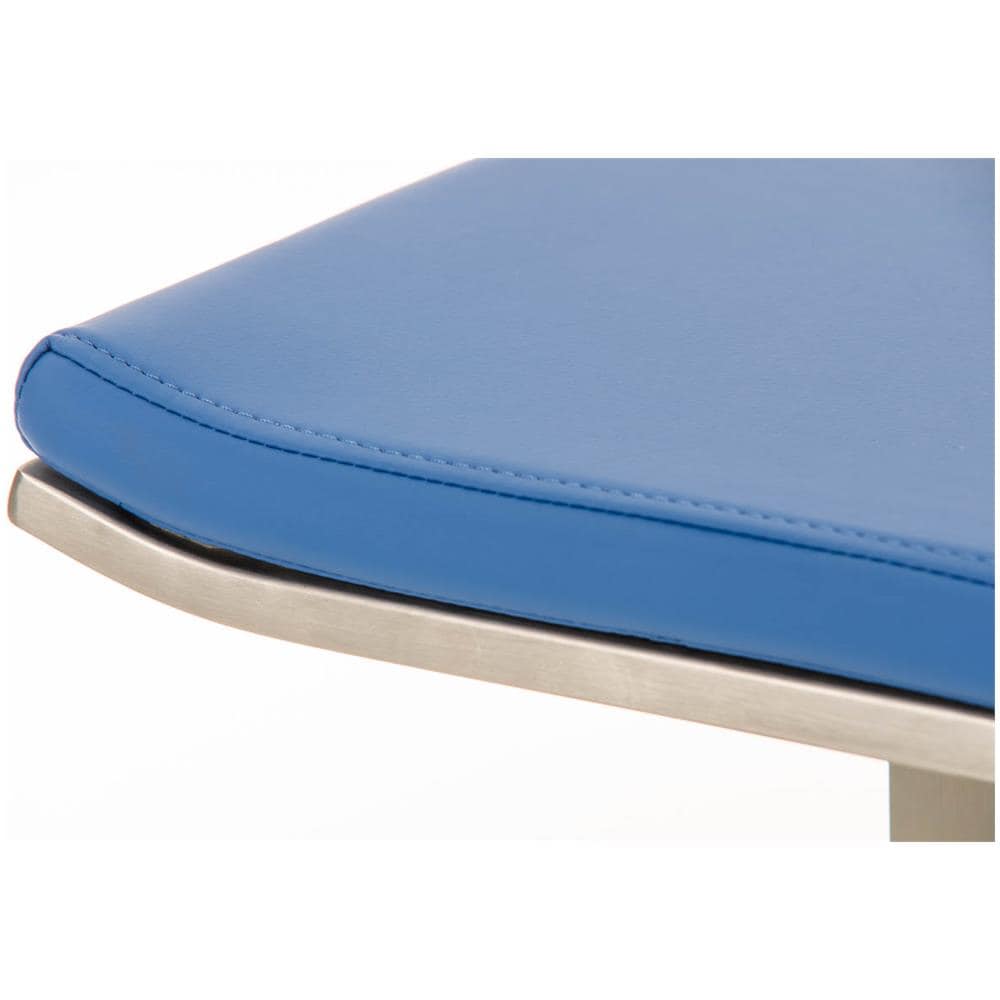 Sgabello Bar Lameng In Similpelle E Accio Inox I Sgabello Bancone Design Con Poggiapiedi, H Seduta 78 CM I Sgabello Cucina Imbottito Blu - Foto 5