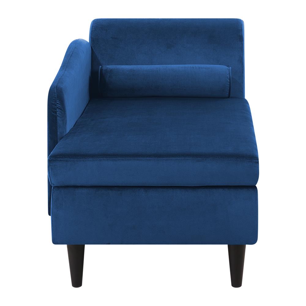 Chaise Longue In Velluto Blu Marino Versione Destra Luiro - Foto 2