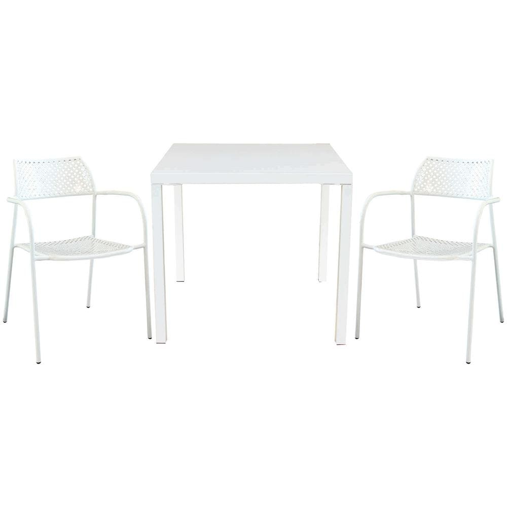 Index - Set Tavolo In Metallo Cm 80 X 80 X 73h Con 2 Poltrone Aviim - Foto 1