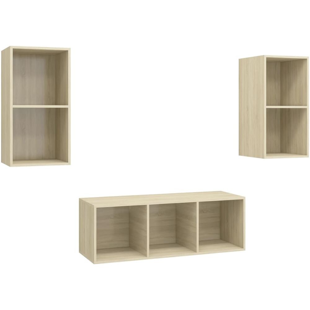 Set Porta TV 3 pz Rovere Sonoma in Truciolato - Foto 1
