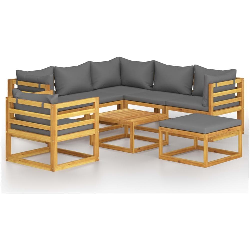 Set Divani da Giardino 8 pz con Cuscini in Massello di Acacia - Foto 1