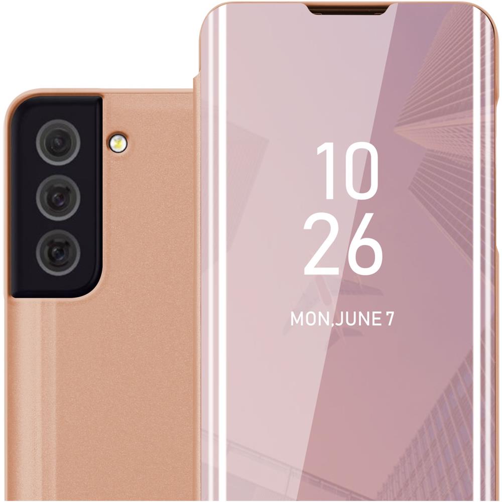 Custodia Compatibile Con Samsung Galaxy S22 In Kunzit Rosa - Clear View Specchio Coperchio Protettivo Con Funzione Di Supporto Protezione A 360 Gradi - Foto 1