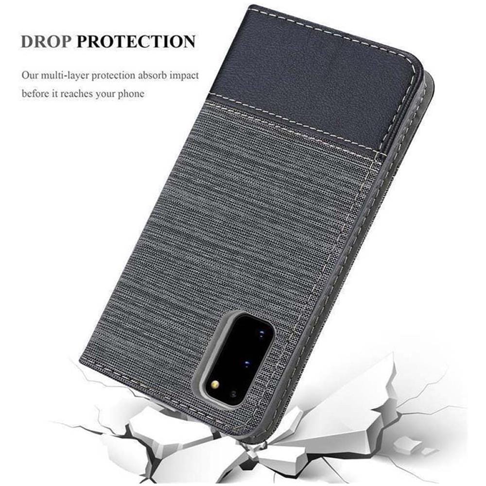 Custodia Compatibile Con Samsung Galaxy S20 Plus In Grigio Nero - Coperchio Protettiva Con Chiusura Magnetica, Funzione Stand E Tasca Per Le Carte - Foto 8