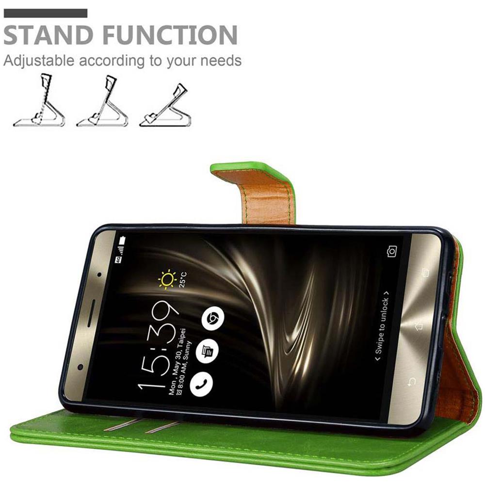 Custodia Compatibile Con Asus Zenfone 3 Deluxe In Verde Erbe - Coperchio Protettiva Con Chiusura Magnetica, Funzione Stand E Tasca Per Le Carte - Foto 2