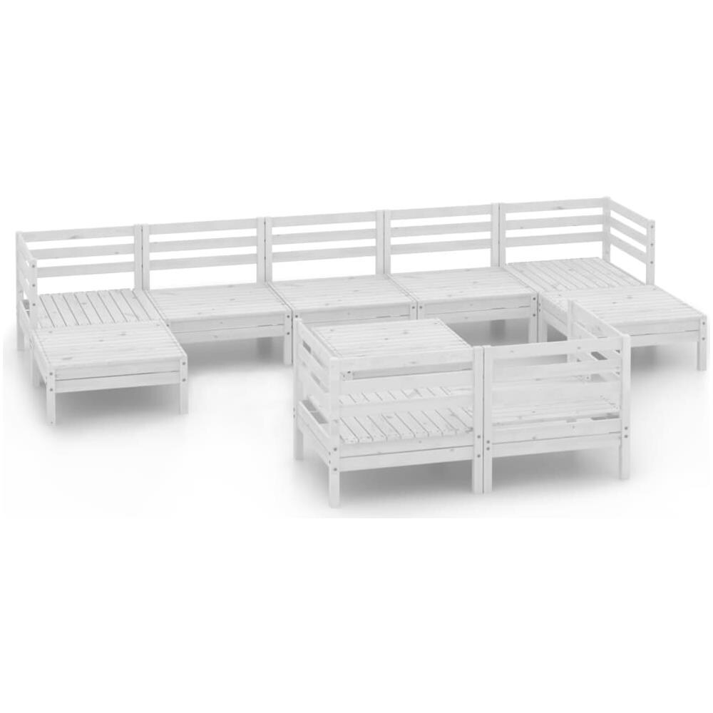 Set Divani Da Giardino 10 Pz Bianco In Massello Di Pino Bianco - Foto 2