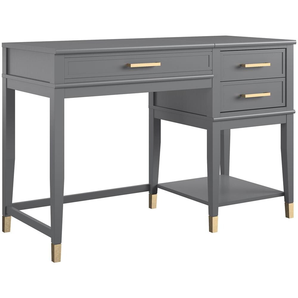 Westerleigh Scrivania Per Computer Con Alzata In Mdf Grigio Grafite - Foto 2