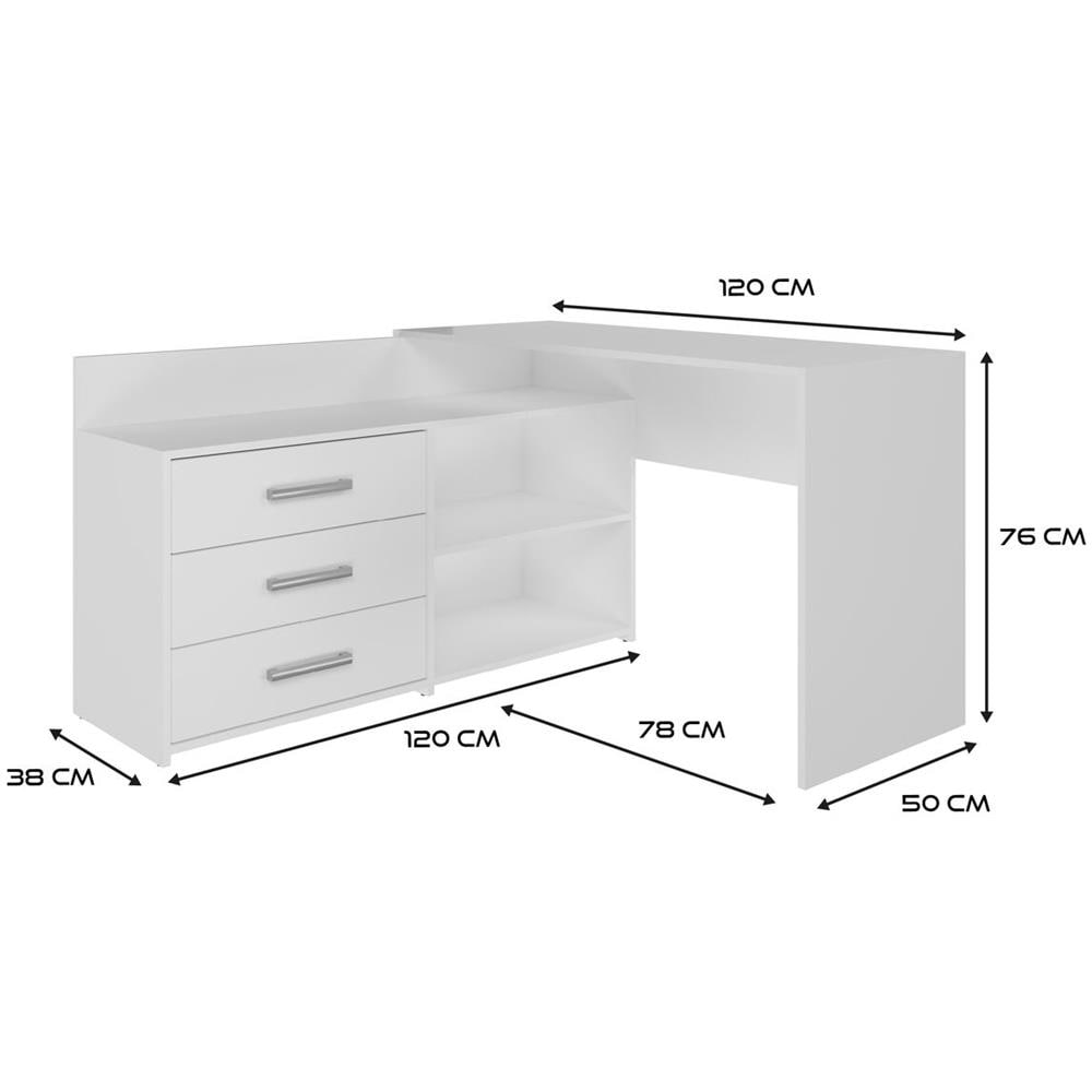 Dany Biel Kpl Scrivania Dany Biel Kpl Bianco Argentato 50 X 120 X 76 Cm - Foto 2