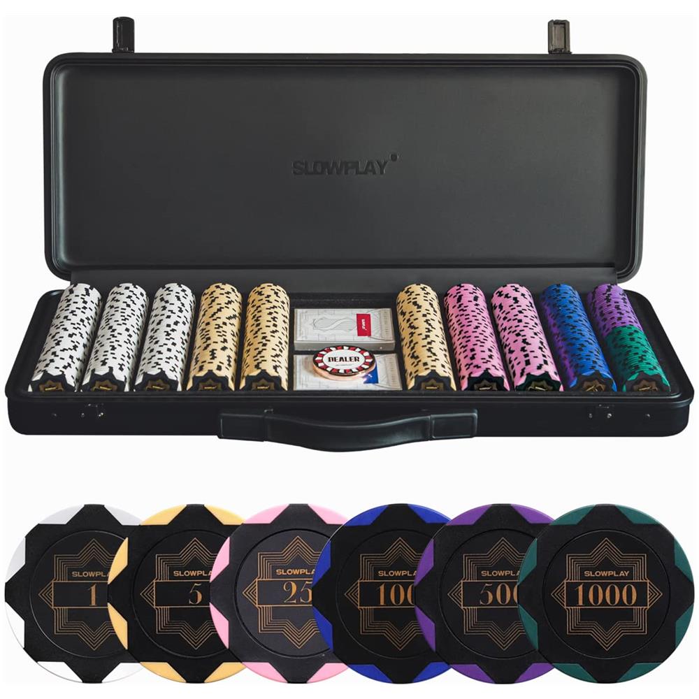Nash Set Di Fiches Da Poker In Argilla Da 14 G Per Texas Hold'em, 500 Pezzi Con Valori Numerati] Dispone Di Una Custodia Per Chip Di Fascia Alta Con Guscio In Policarbonato Tedesco Extra Resistente, Regalo Ideale Per I Giocatori - Foto 1